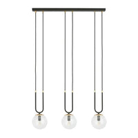 Emibig GLAM 3-lichts hanglamp - Helder glas - Zwart frame