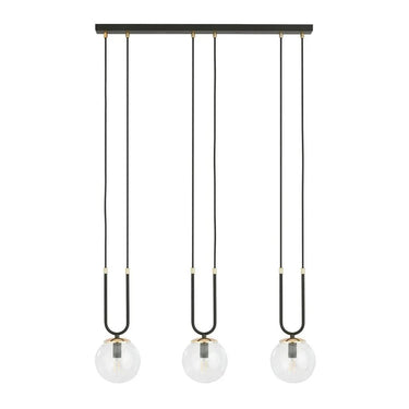 GLAM 3-lichts hanglamp - Helder glas - Zwart frame