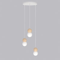 Loop hanglamp wit glas 3-lichts naturel