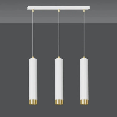 KIBO 3-lichts hanglamp - Wit metaal met gouden accenten