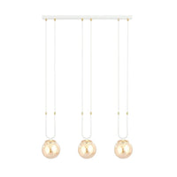 Emibig GLAM 3-lichts hanglamp - Amber glas - Wit frame
