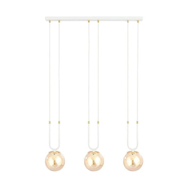 GLAM 3-lichts hanglamp - Amber glas - Wit frame