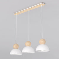 Kaki hanglamp hout 3-lichts wit naturel