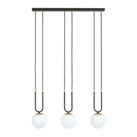 Emibig GLAM 3-lichts hanglamp - Wit glas - Zwart frame