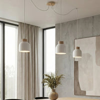 Kru hanglamp hout 3-lichts wit