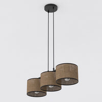 Eco hanglamp textiel 3-lichts bruin