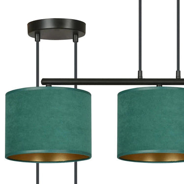 HILDE 3-lichts hanglamp - Groen fluweel