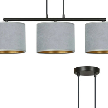 HILDE 3-lichts hanglamp - Grijs fluweel