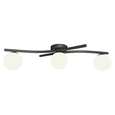 OPUS 3-lichts plafondlamp - Wit glas - Zwart frame