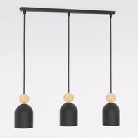 Mesi hanglamp hout 3-lichts zwart naturel