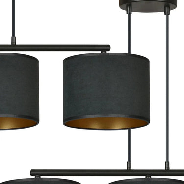 HILDE 3-lichts hanglamp - Zwart fluweel met goud interieur