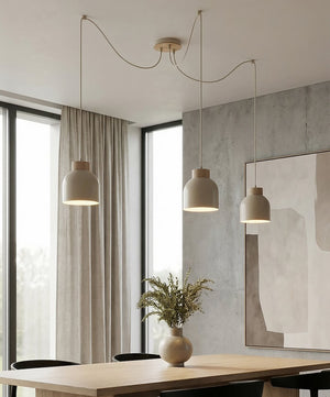 Kru wooden 3-light pendant lamp mocha