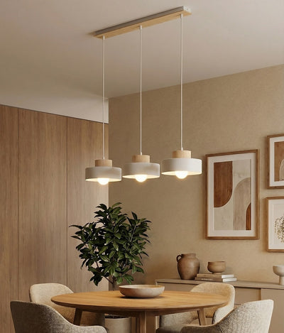 Kivi hanglamp hout 3-lichts wit