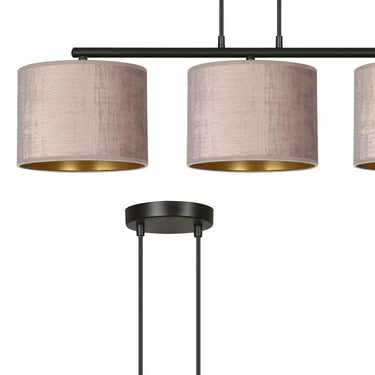 HILDE 3-lichts balkhanglamp - Roze fluweel