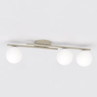 Kairo plafondlamp opaalwit glas 3-lichts mokka