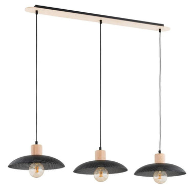 KOBE 3-lichts hanglamp - Zwart metaal hout