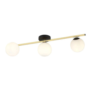 SPLENDI 3-lichts plafondlamp - Wit glas - Zwart-goud