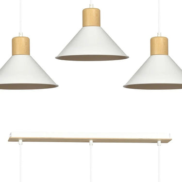 ROWEN 3-lichts hanglamp - Wit metaal hout