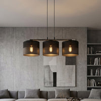 Karbon hanglamp textiel 3-lichts zwart
