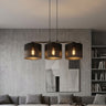 Karbon hanglamp textiel 3-lichts zwart hanglamp met lampenkap - sfeervol in een Modern interieur