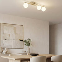 Kairo plafondlamp opaalwit glas 3-lichts mokka