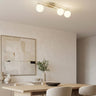 Kairo plafondlamp opaalwit glas 3-lichts mokka plafondlamp met ronde bol - 74 cm breed