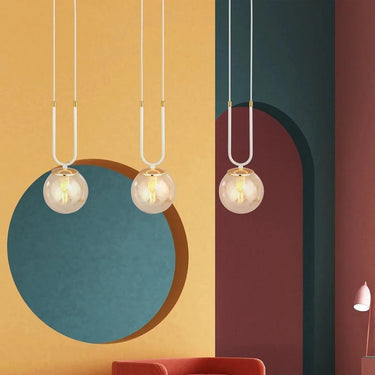 GLAM 3-lichts hanglamp - Amber glas - Wit frame
