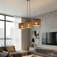 Eco hanglamp textiel 3-lichts bruin