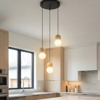 Loop hanglamp wit glas 3-lichts zwart naturel