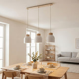 Vigo hanglamp hout 3-lichts wit hanglamp met lampenkap - metaal en hout online kopen bij Mooier Thuis