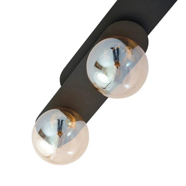 PLAZA 3-lichts plafondlamp - Amber glas - Zwart frame