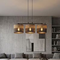 Karbon hanglamp textiel 3-lichts zwart bruin