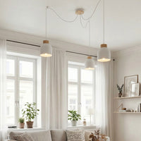 Kru hanglamp hout 3-lichts wit