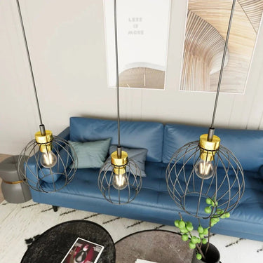 NANDO 3-lichts hanglamp - Zwart goud industrieel