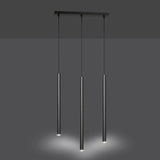 SELTER 3-lichts hanglamp - Zwart frame hanglamp met buisvorm - sfeervol in een Minimalistisch interieur