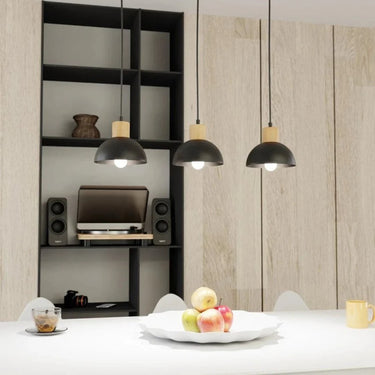 SECO 3-lichts hanglamp - Zwart met hout