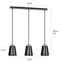 Emibig BOLERO 3-lichts hanglamp - Zwart met hout accenten - Mooier Thuis