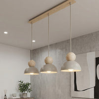 Kaki hanglamp hout 3-lichts mokka naturel