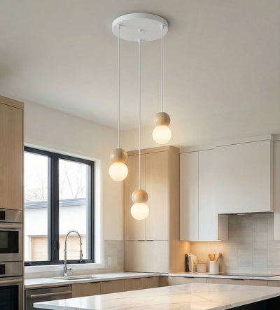 Loop hanglamp wit glas 3-lichts naturel
