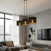 Eco hanglamp textiel 3-lichts zwart