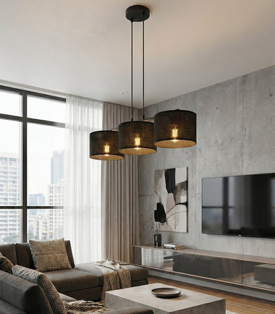 Eco hanglamp textiel 3-lichts zwart