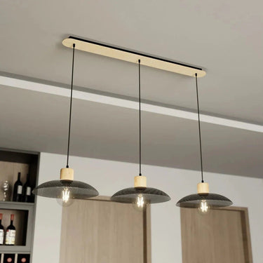 KOBE 3-lichts hanglamp - Zwart metaal hout
