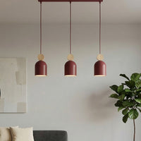 Mesi hanglamp hout 3-lichts bordeaux naturel