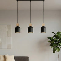 Mesi hanglamp hout 3-lichts zwart naturel
