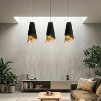 Moda hanglamp textiel 3-lichts zwart goud