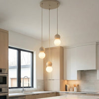 Loop hanglamp wit glas 3-lichts mokka naturel