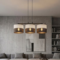 Karbon hanglamp textiel 3-lichts zwart grijs
