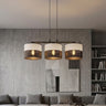 Karbon hanglamp textiel 3-lichts zwart grijs hanglamp met lampenkap - 70 cm breed