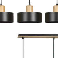TORIN 3-lichts hanglamp - Zwart met hout - afbeelding 2