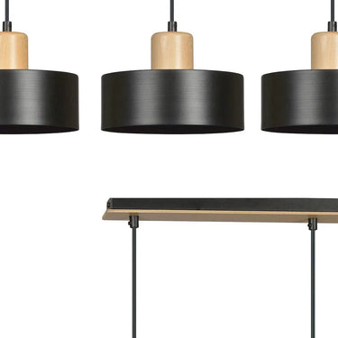 TORIN 3-lichts hanglamp - Zwart met hout